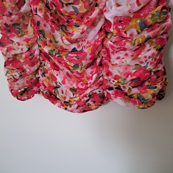 Forever 21 Floral Ruched Chiffon Mini Dress - Picture 3 of 8